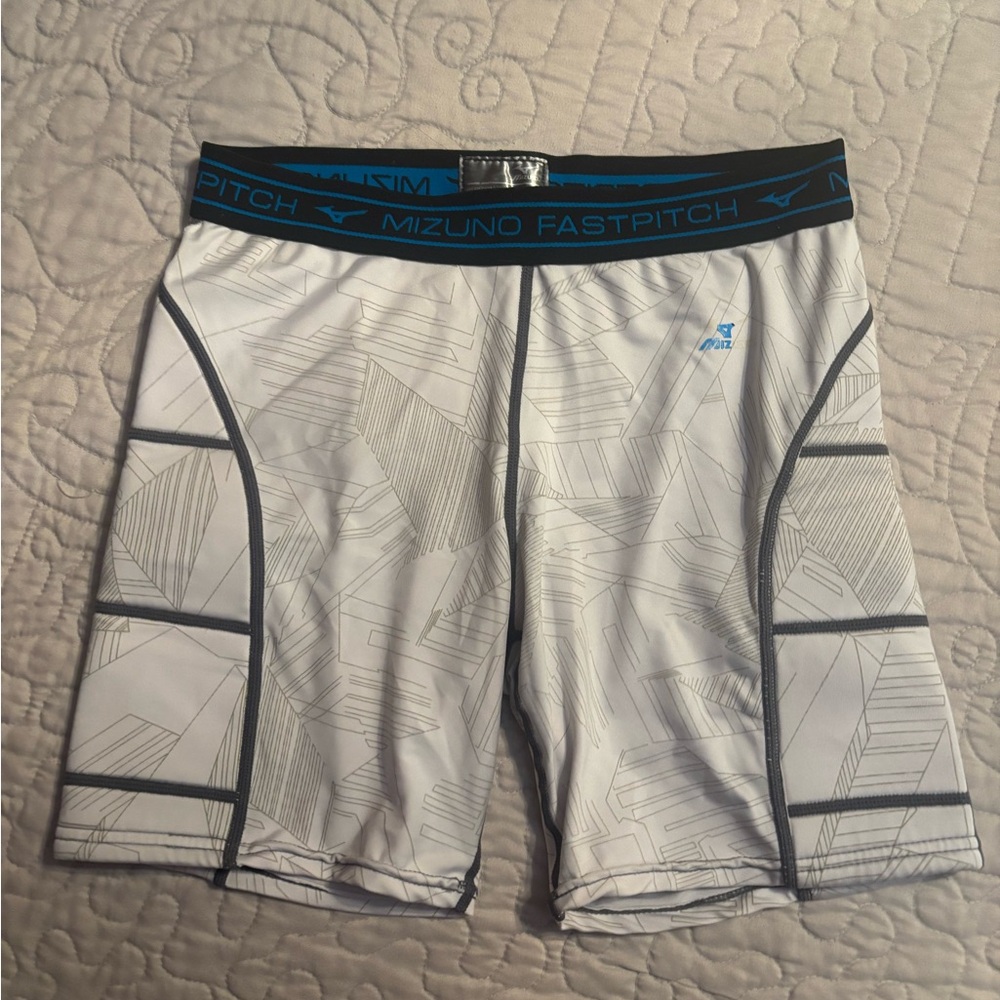 Mizuno Fastpitch White and Black Geometric Shorts